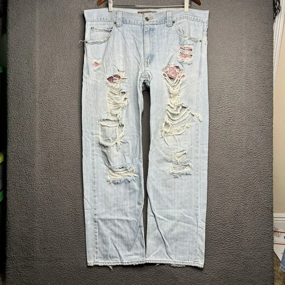 VINTAGE Levi's 549 Men Jeans 38X30 Denim Low Loose Baggy Skater Y2K Thrashed